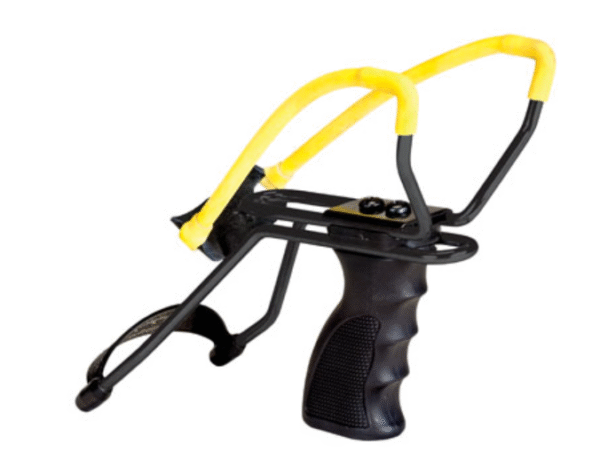 Daisy Slingshot w/ Pistol Grip Yellow Steel Frame Black Molded Sure-Grip w/Wrist Support Handle