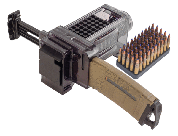 Caldwell Magazine Charger 223 Rem/204 Ruger/300 BO/5.56x45mm NATO 50rd Compatible w/AR-15 Magazines Smoke Polycarbonate