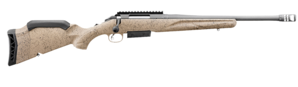 Ruger American Ranch Gen II 450 Bushmaster 3+1 16.40" Cobalt Cerakote Threaded Barrel, Picatinny Rail Steel Receiver, Flat Dark Earth Splatter Adj Comb Synthetic Stock, Right Hand