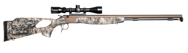 CVA Optima V2 Long Range 50 Cal 209 Primer 28" Burnt Bronze Cerakote Stainless Steel Barrel, Drilled & Tapped Stainless Steel Receiver, Fixed Thumbhole Realtree Excape Synthetic Stock, KonusPro 3-9x40mm BDC Scope