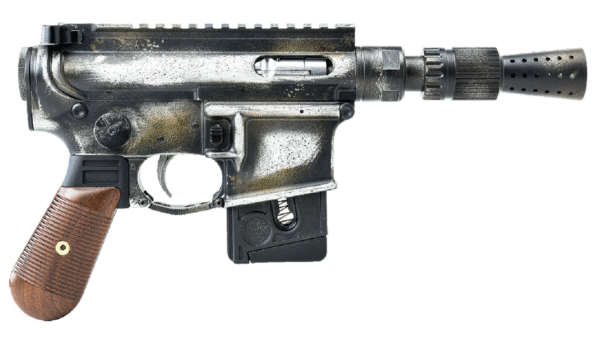 VERY LOW INVENTORY, Battle Arms Development Solo Blaster 22 LR 10+1 5.38" Silver Optic Ready Slide, 3-Tone Battle Worn Frame, Wood Grip, Custom Muzzle Device