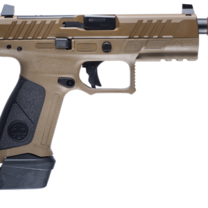 Beretta USA APX A1 Tactical Full Size Frame 9mm Luger 21+1 4.80" Black Threaded Tip-Up Barrel, Black Bruniton Optic Ready/Serrated Steel Slide, Flat Dark Earth Polymer Frame w/Picatinny Rail, Ambidextrous