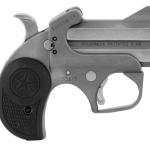Bond Arms Roughneck 9mm Luger 2rd 2.50" Stainless Steel Double Barrel w/Bead Blasted Frame, Blade Front/Fixed Rear Sights, Rebounding Hammer, Rubber Grip, Manual Safety