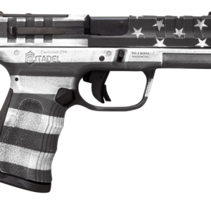 Citadel Centurion 9mm Luger 14+1, 4" Black Steel Barrel, American Flag Gray Cerakote Optic Ready/Serrated Slide, Polymer Frame & Grip, Features Matching Ammo Can