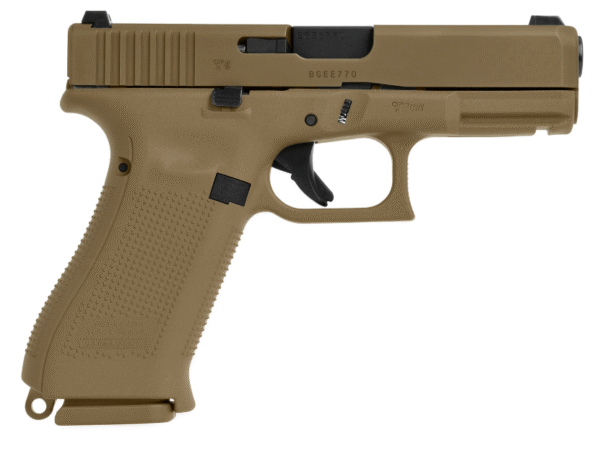 Glock G19X Compact 9mm Luger 17+1/19+1 4.02" Black GMB Barrel, Coyote nPVD Serrated Slide, Coyote Brown Cerakote Polymer Frame w/Accessory Rail, Coyote Brown Textured Polymer Grip, Ambidextrous