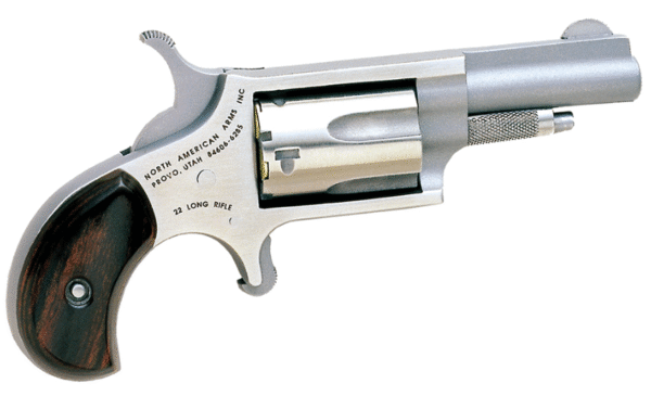 North American Arms Mini-Revolver 22 LR 5 Shot 1.63" Barrel, Overall Stainless Steel Finish, Rosewood Birdshead Grip