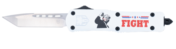 CobraTec Knives FS-3 Trump 2024 OTF Tanto Plain D2 Steel Blade White Trump Fight 2024 Aluminum Cerakoted Handle