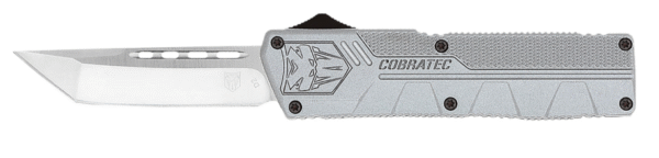 CobraTec Knives Lightweight 3.25" OTF Tanto Plain D2 Steel Blade, 4.25" Gray Aluminum Alloy Handle