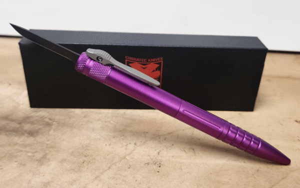 CobraTec Knives Tactical Pen Gen II Purple Aluminum D2 Steel Blade, Includes Pocket Clip