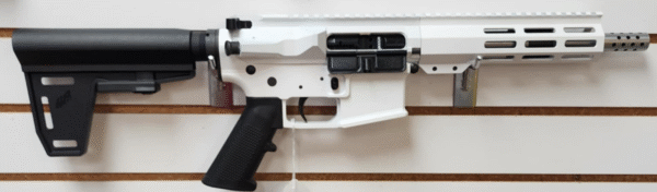 Great Lakes Firearms 223 Wylde 30+1 7.50" Stainless Threaded Barrel, M-LOK Handguard, White Cerakote Aluminum Receiver w/Picatinny Rail, Black Polymer Pistol Brace, Mil-Spec Grip