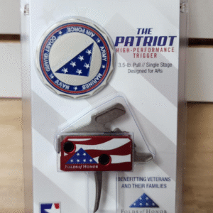 Rise Armament The Patriot High Performance Single-Stage Flat Trigger with 3.50 lbs Draw Weight & Silver/Red/White/Blue Finish for AR-Platform Right